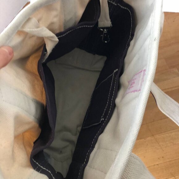 Lands' End Medium Natural 5 Pocket Open Top Long Handle Canvas Tote Bag - Picture 5 of 7